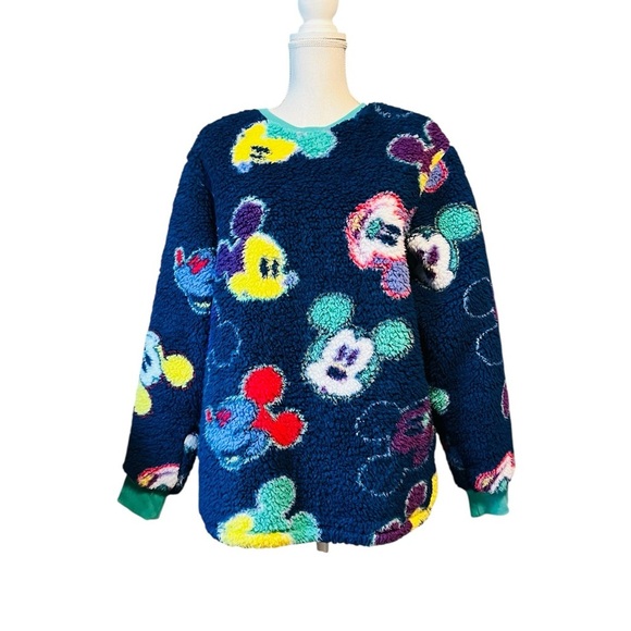 Disney Tops - Navy Fuzzy Mickey Print Pullover - Multicolor Women’s Size Medium